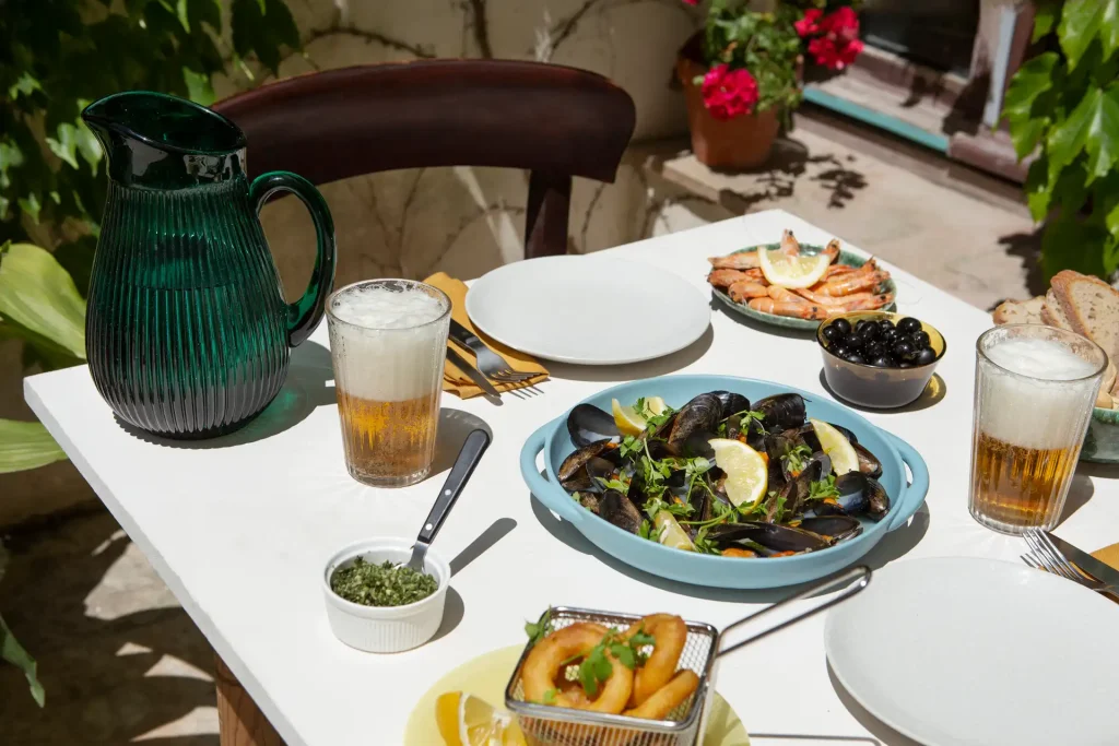 high-angle-delicious-seafood-table